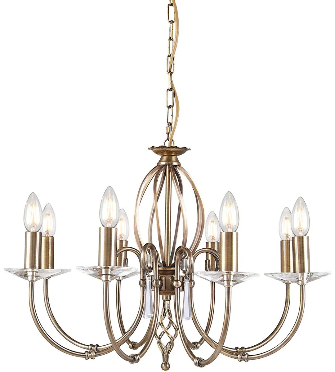 Casa Padrino araña de luces barroco latón antiguo Ø 65 x A. 46 cm - Lámpara de araña de salón elegante - Araña de luces de estilo barroco