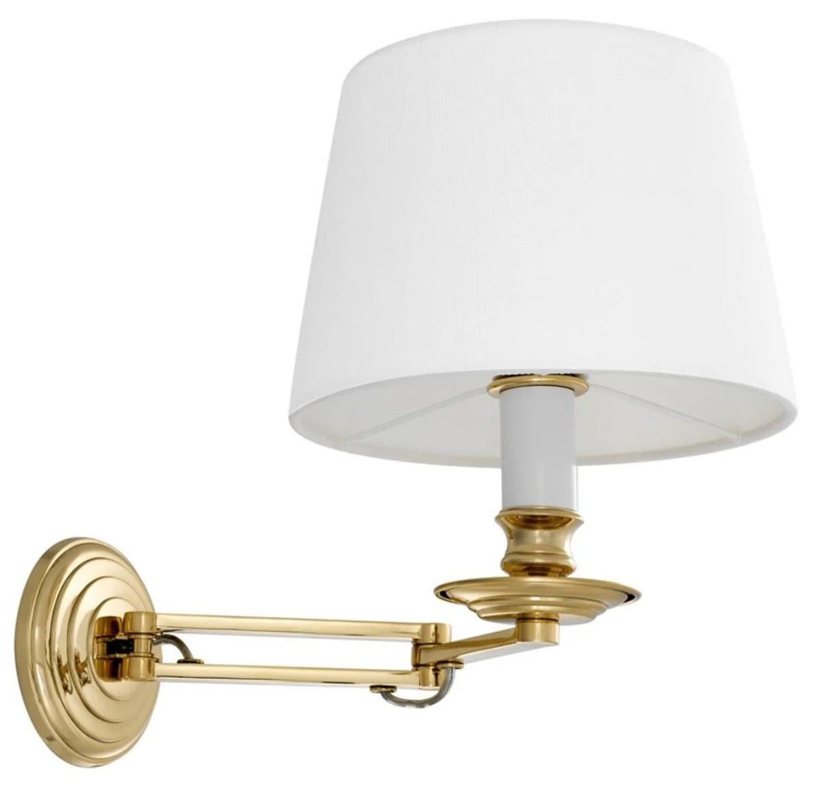 Casa Padrino lámpara de pared de lujo con brazo giratorio oro / blanco 22 x 21,5 x H. 27,5 cm - Lámpara Hotel & Restaurant