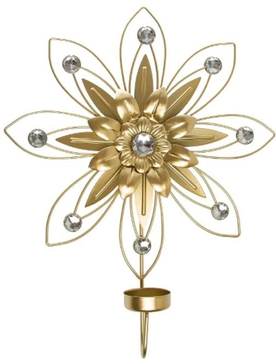 Casa Padrino conjunto de candelero de pared de diseño de 4 oro 26 x 6 x H. 32 cm - Decoración de Pared Decorativa