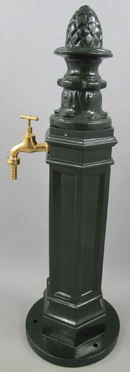 Casa Padrino columna de agua para jardín Art Nouveau verde 33 x 34 x A. 95 cm - Nostálgico dispensador de agua de aluminio con grifo de latón - Accesorios de decoración de jardín y terraza