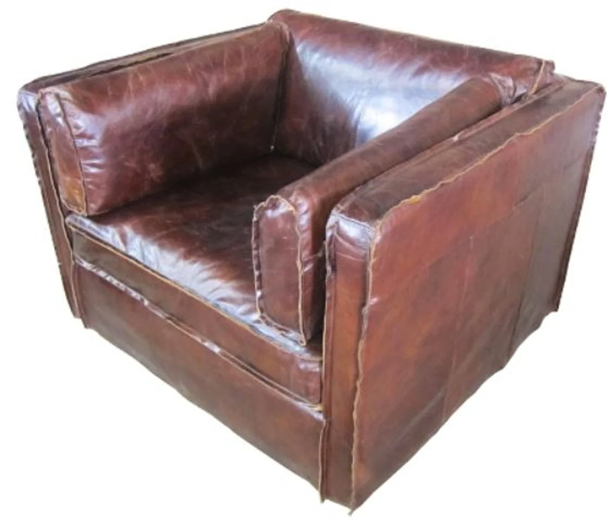 Casa Padrino luxury leather armchair dark brown 106 x 99 x H. 73 cm - Genuine Leather Furniture