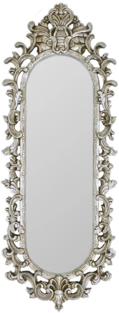Casa Padrino espejo barroco plata 40 x A. 130 cm - Magn¨ªfico espejo de pared de estilo barroco - Espejo de armario de estilo antiguo - Espejo de sal¨®n - Muebles Barrocos