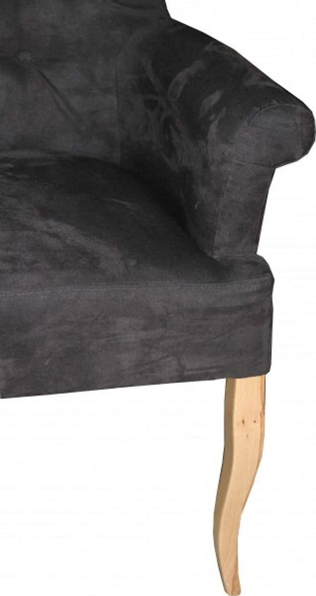 Casa Padrino Designer Chesterfield Bench / sofa dark gray / wood colors - Retro Salon Furniture Baroque