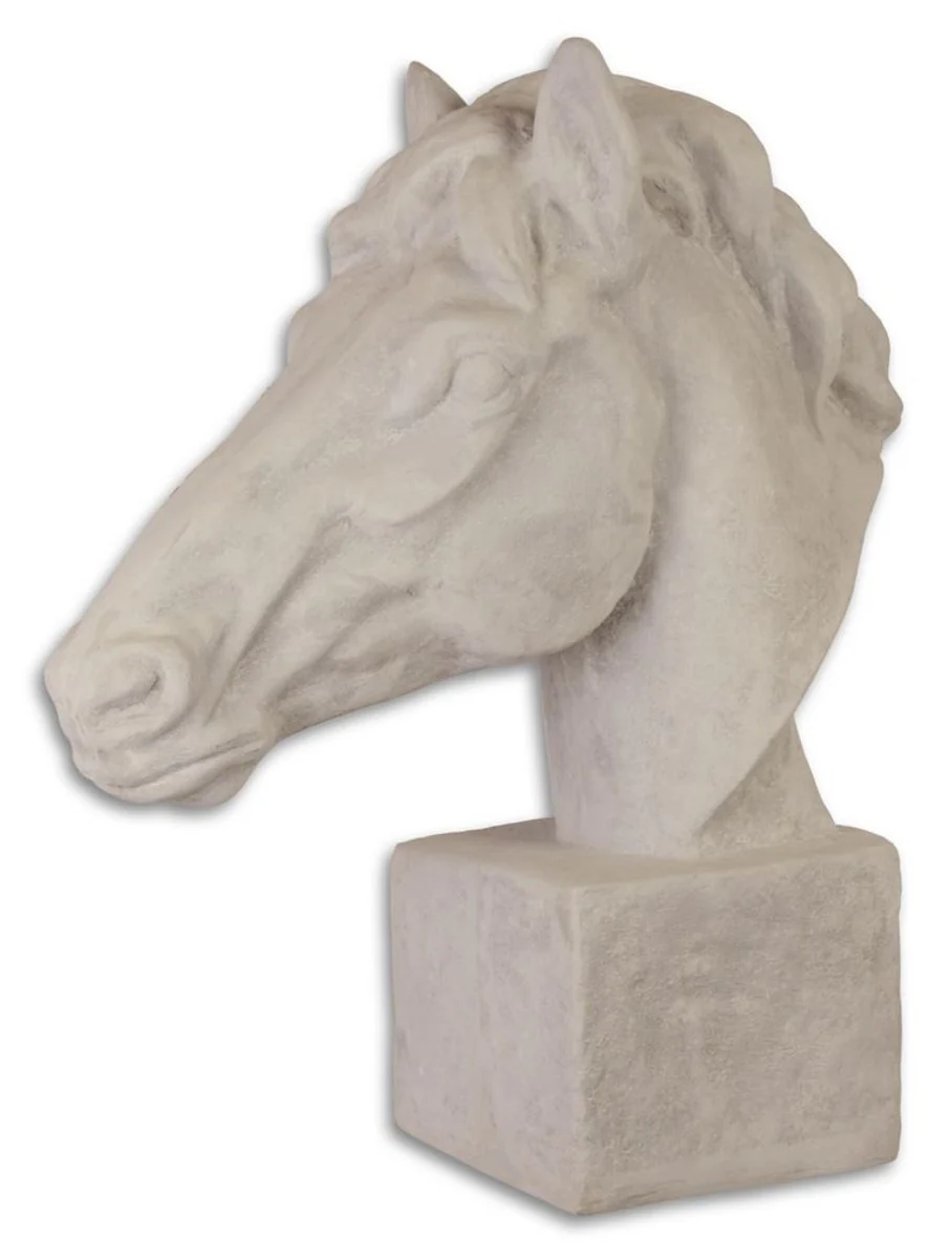 Casa Padrino Garden Terraza Decoración Cabeza de Caballo Escultura Blanco Gris 21,8 x 58 x H. 64,4 cm - Decoración del Hotel y Restaurante