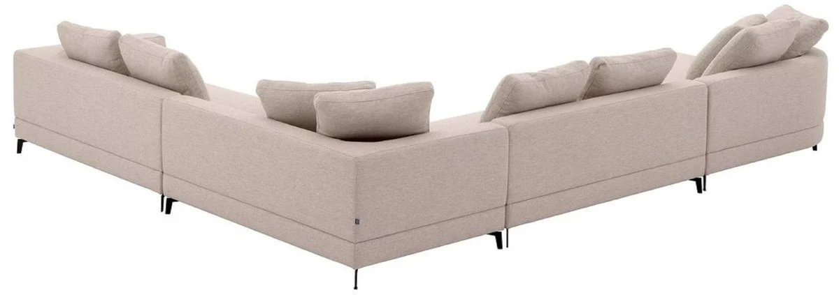 Casa Padrino sof¨¢ esquinero de lujo arena / negro 410 x 320 x A. 65 cm - Sof¨¢ de sal¨®n con cojines - Muebles de sal¨®n - Interiores de sal¨®n - Muebles de lujo - Interiores de lujo