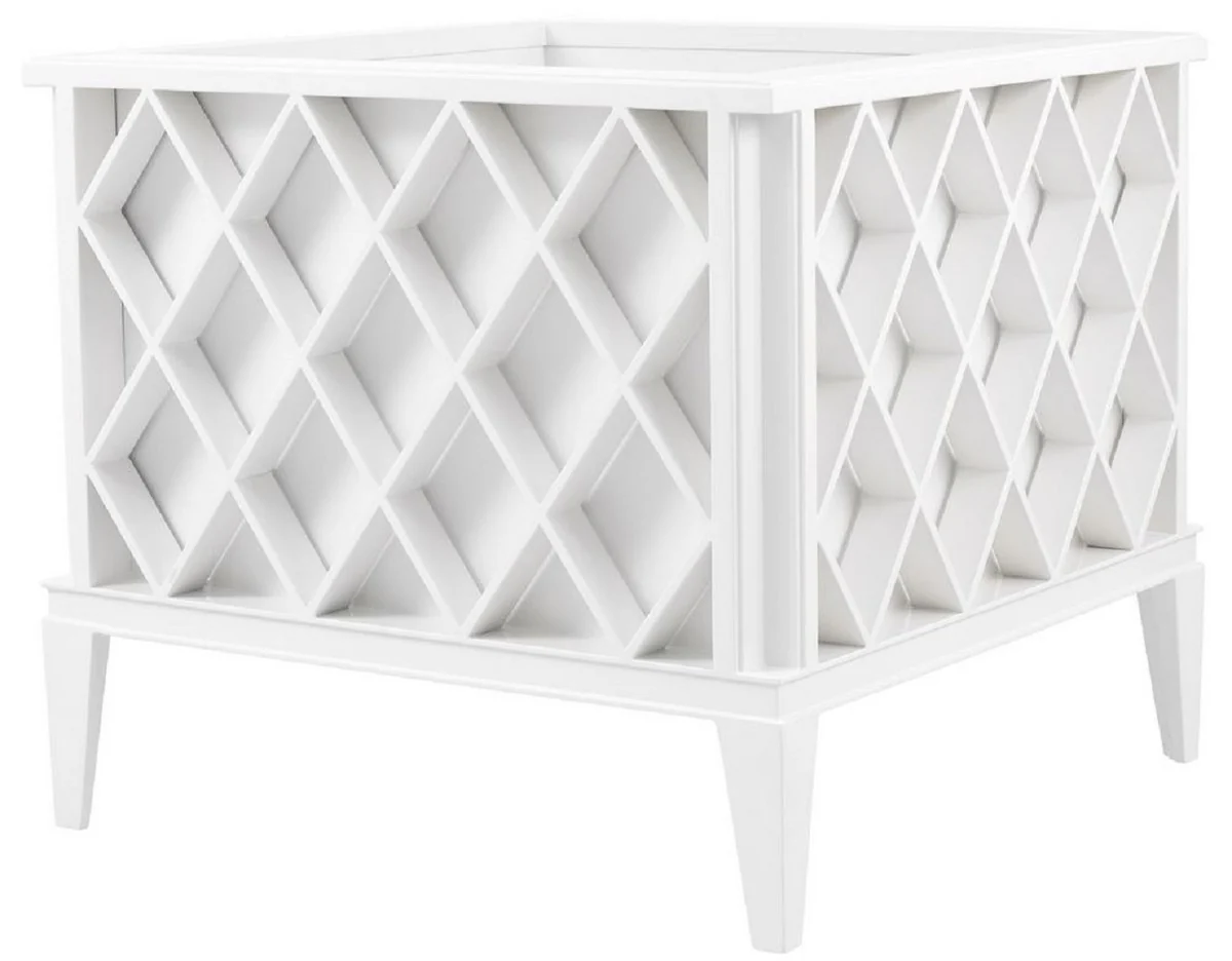 Casa Padrino maceta de lujo blanco 76 x 76 x A. 69 cm - Maceta de aluminio noble - Terrazas Balcones Jardín Accesorios de Decoración