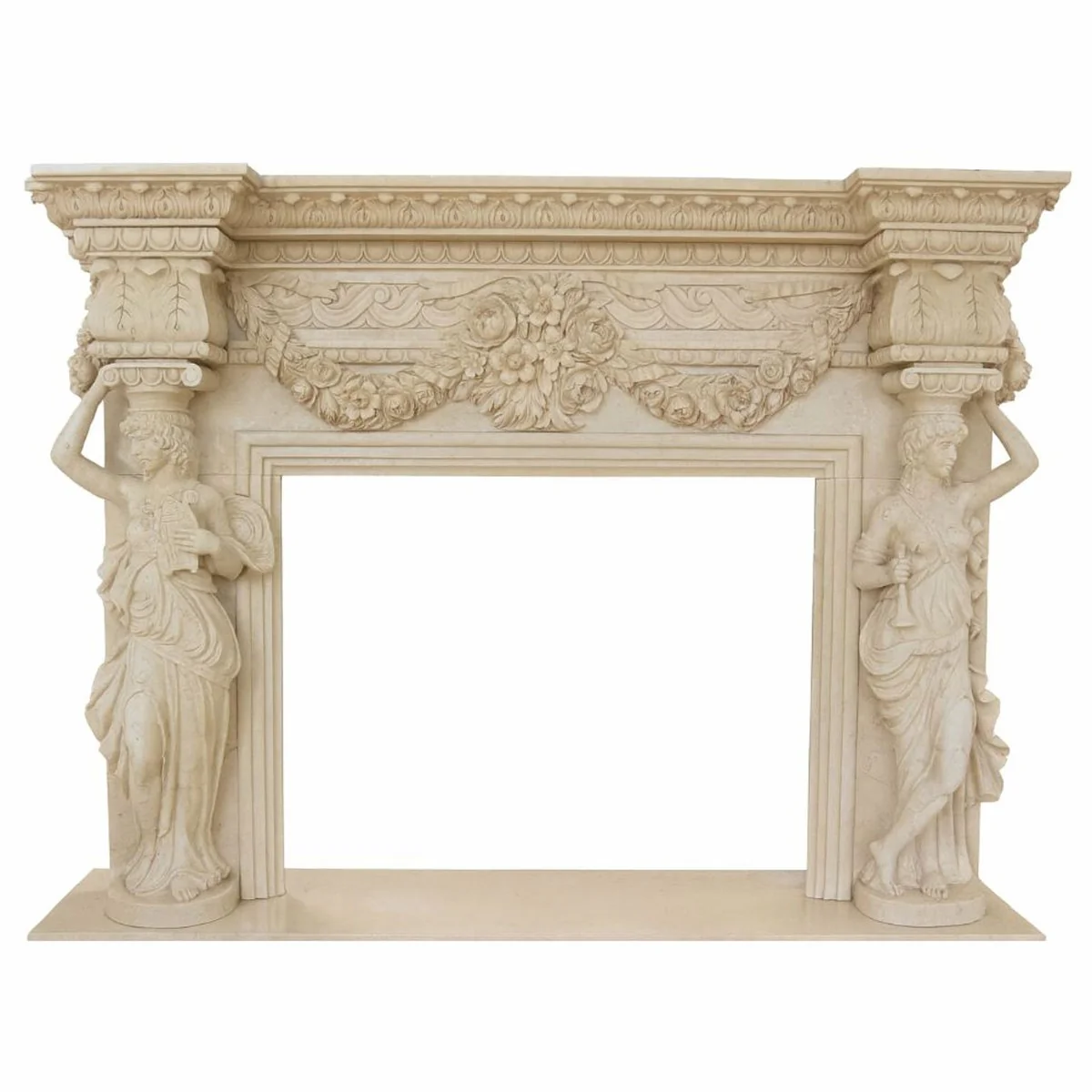 Casa Padrino marco de chimenea de m¨¢rmol barroco de lujo beige 202 x Al. 156 cm - Muebles barrocos