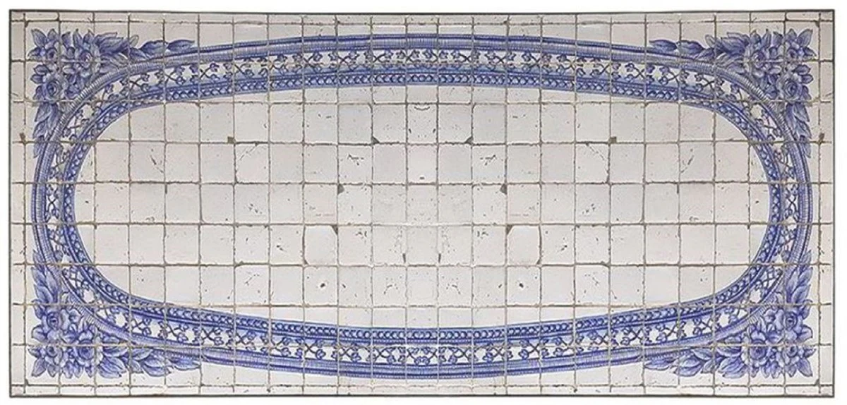 Casa Padrino mesa de comedor barroco de lujo - Mesa de cocina de hierro forjado con tablero de mosaico de piedra natural - Mesa de Jard¨ªn - Mesa de Terraza - Muebles de Jard¨ªn Patio Sala de Estar