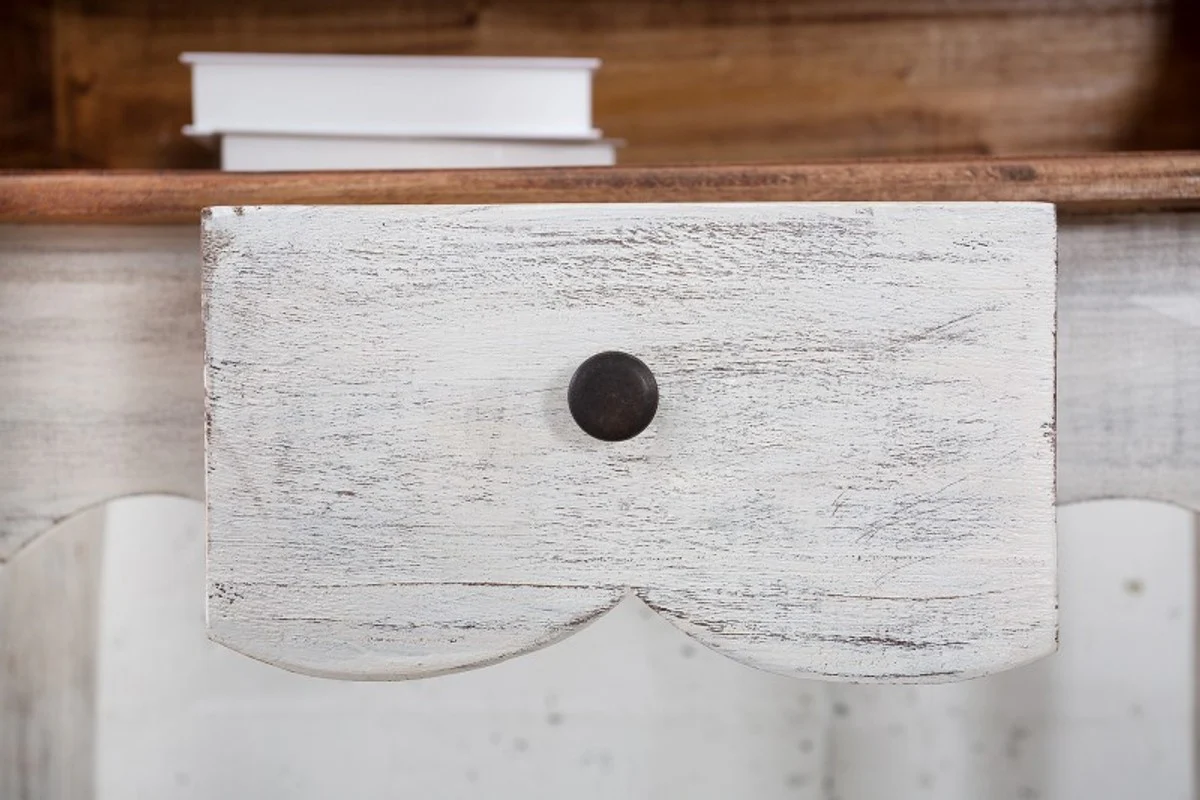 Escritorio de estilo country Casa Padrino blanco antiguo / natural 80 x 40 x H. 92 cm - Escritorio con aspecto elegante y descuidado