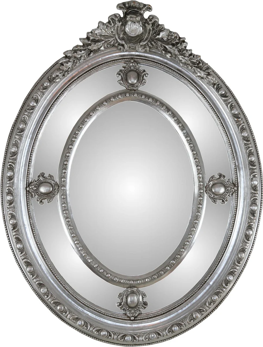 Espejo barroco Casa Padrino Plata 100 x H. 135 cm - Noble y suntuoso - madera maciza