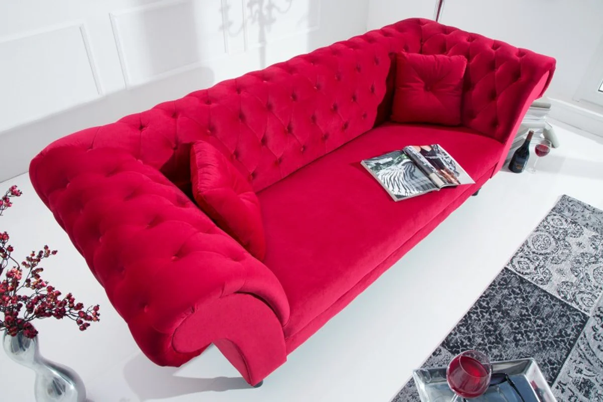 Sof¨¢ Chesterfield Casa Padrino en rojo 225 x 90 x H. 79 cm - Sof¨¢ Chesterfield de dise?o