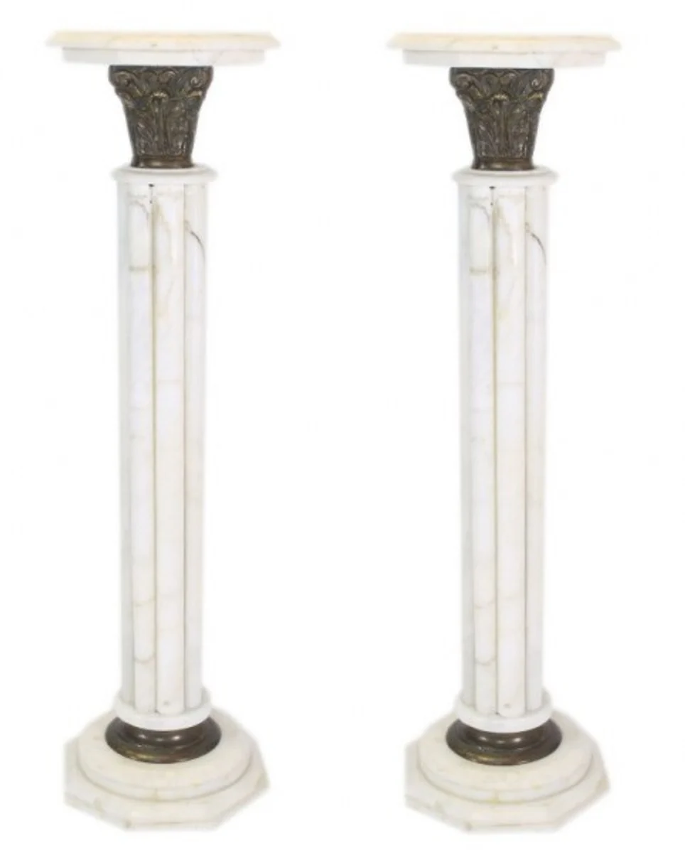 Casa Padrino Baroque marble columns Set White Height - marble column (2 pcs)