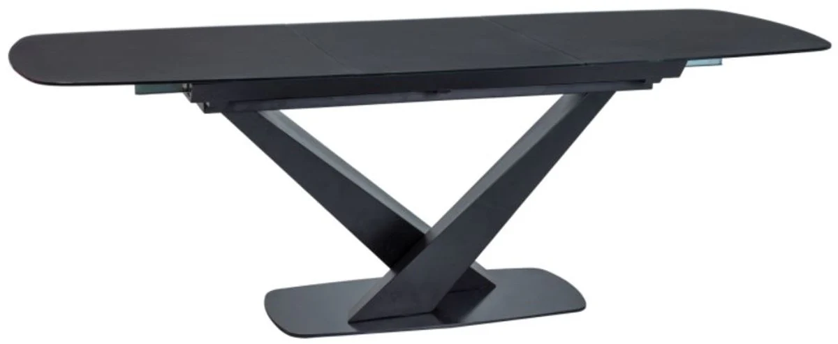 Casa Padrino mesa de comedor de dise?o con tapa de vidrio 160-220 x 90 x A. 75 cm - Diferentes Colores - Mesa de cocina extensible moderna - Muebles de comedor de dise?o