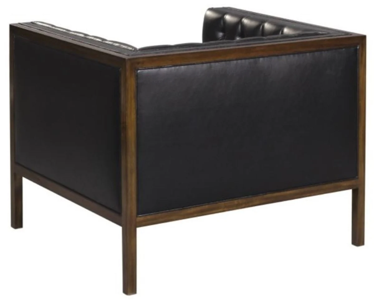 Casa Padrino Chesterfield Sill¨®n de Cuero Genuino Negro / Marr¨®n 91 x 78 x H. 72 cm - Muebles de Hotel