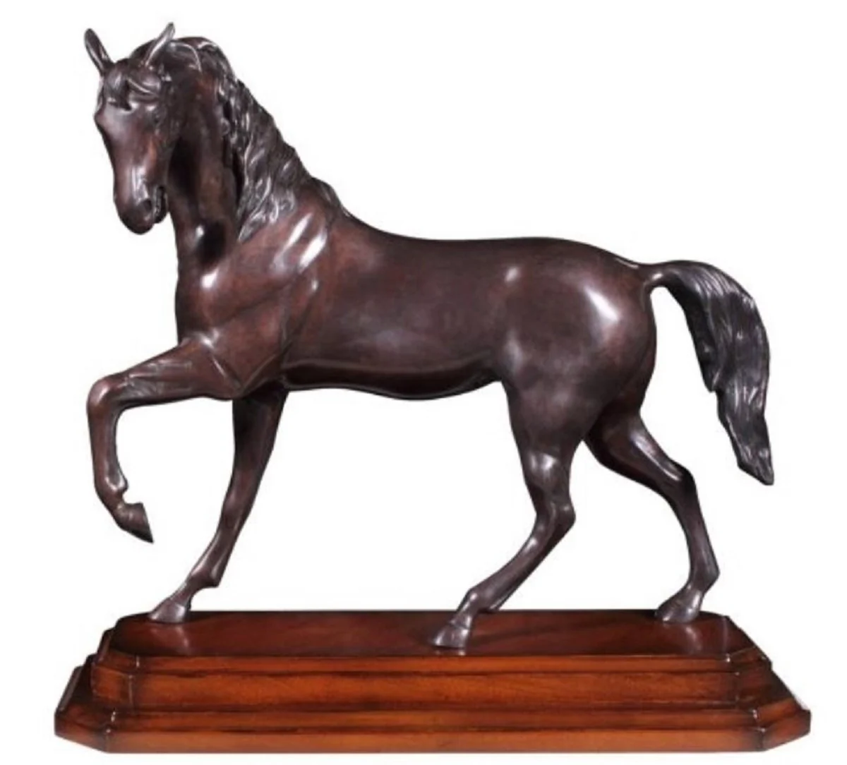Casa Padrino caballo de bronce de lujo de con base de madera bronce / marrón 42 x 17 x H. 40 cm - Figura Decorativa