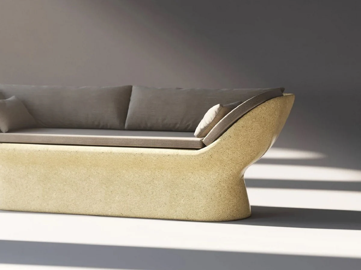 Casa Padrino sof¨¢ de lujo antracita / amarillo 200 cm - Sof¨¢ de hormig¨®n resistente a la intemperie