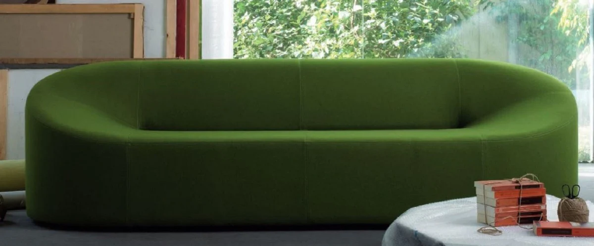 Casa Padrino Sof¨¢ de Dise?o Verde 315 x 82 x A. 70 cm - Sof¨¢ de Sal¨®n - Sof¨¢ Loft - Sof¨¢ de Hotel - Sof¨¢ de Vest¨ªbulo - Calidad de Lujo