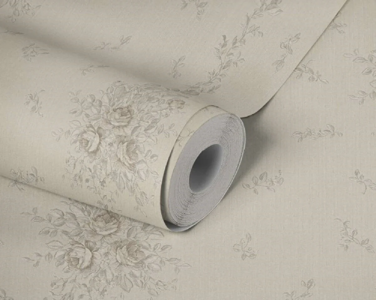 Casa Padrino papel pintado barroco no tejido gris / plata - Papel pintado de salón de estilo barroco con elegante patrón floral - Decoración de pared barroco