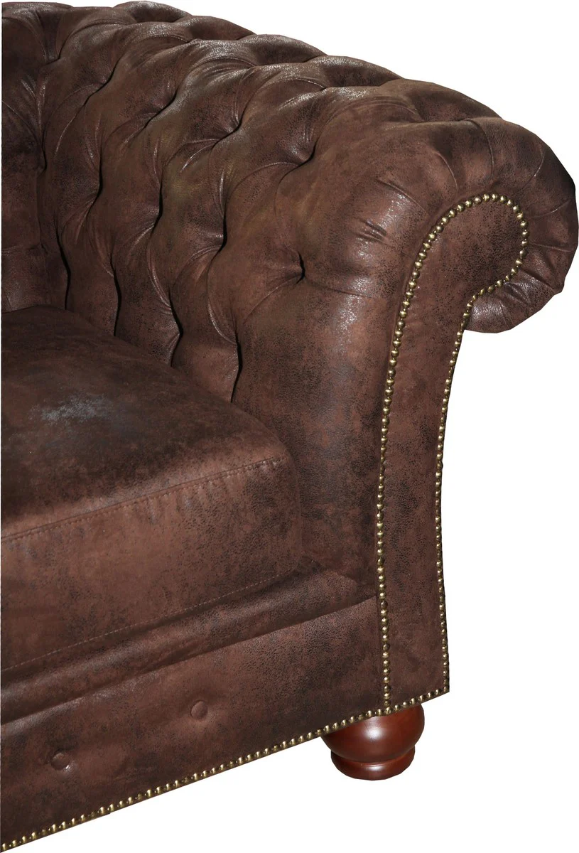 Casa Padrino Limited Edition Designer Chesterfield 3 seater sofa Brown B 226 cm - Club furniture