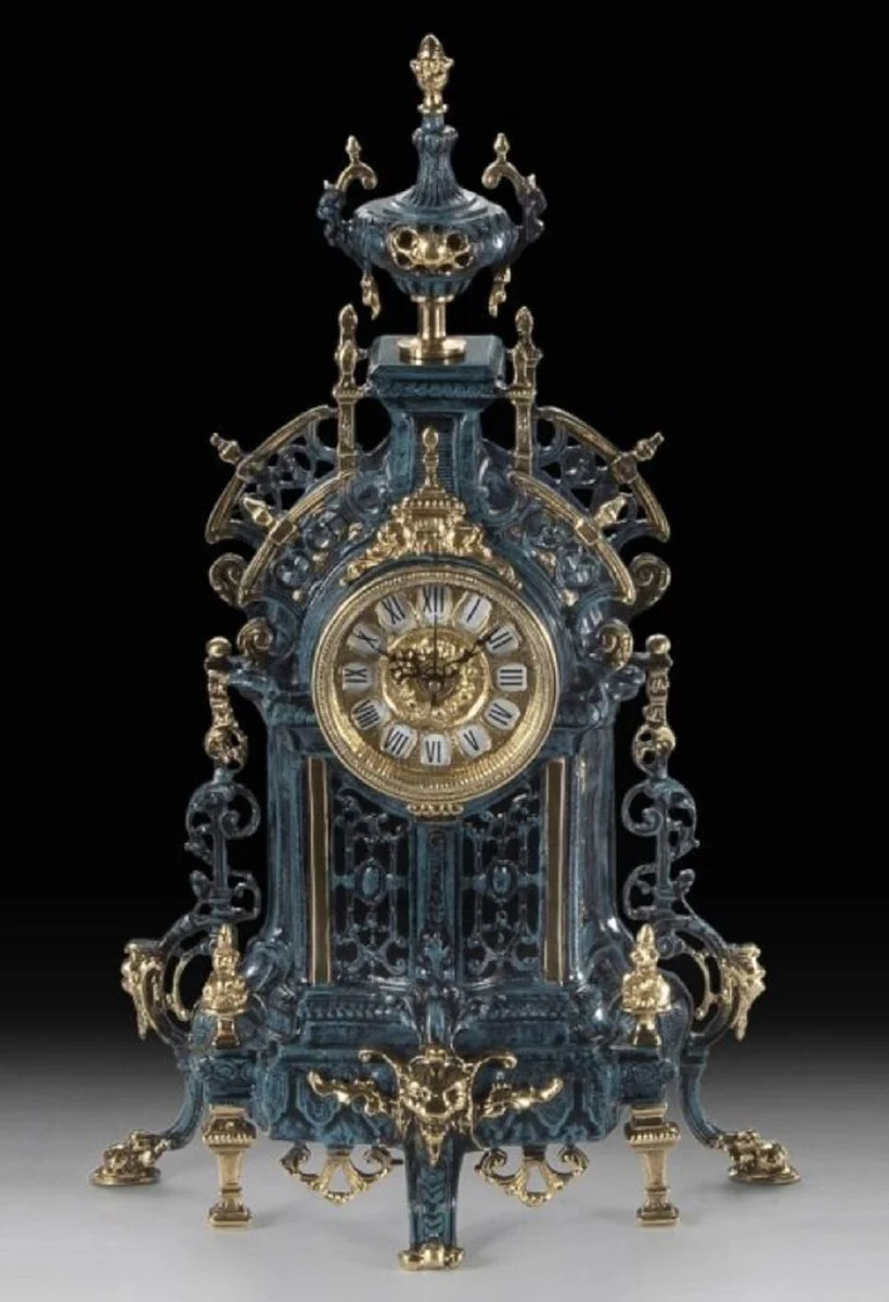 Casa Padrino reloj de mesa barroco de lujo azul / oro 35 x A. 57 cm - Accesorios decorativos barrocos