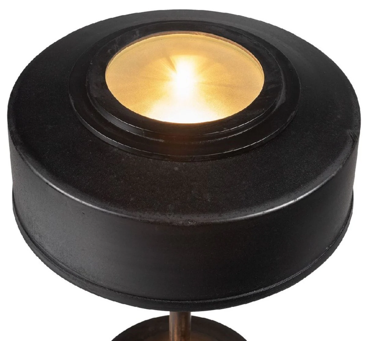 Casa Padrino lámpara de mesa Art Deco de lujo negro antiguo Ø 22 x A. 32 cm - Lámpara de escritorio redonda de latón - Luces de lujo - Interior de lujo