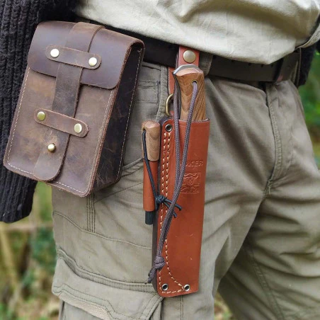 Joker Ember Scandi abedul rizado con ferrocerio - Cuchillo de supervivencia y bushcraft