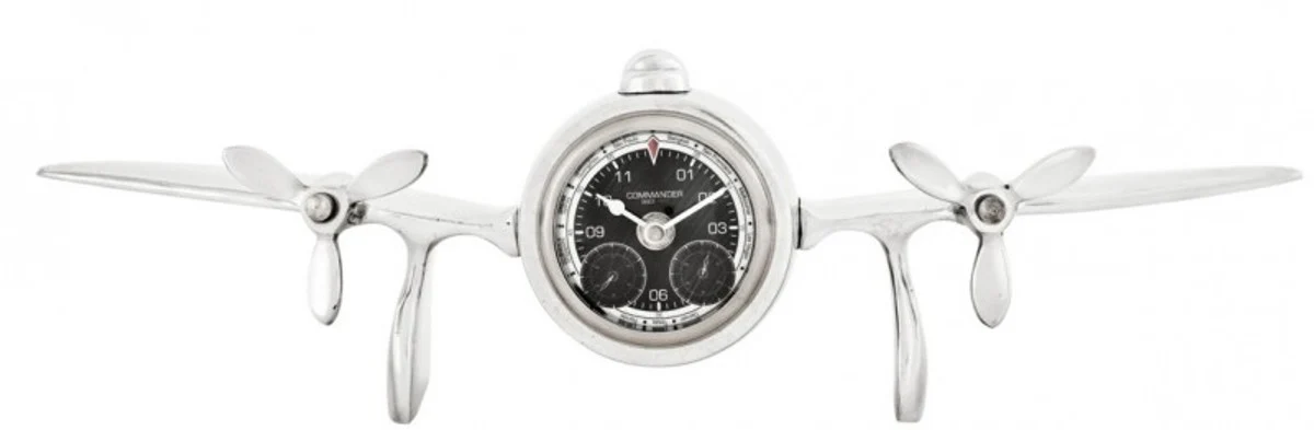 Casa Padrino designer luxury desk clock made of aluminum silver color - Edel & Sumptuously - Table clock