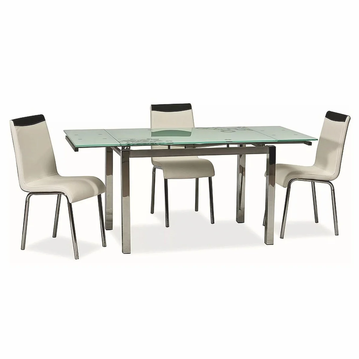 Casa Padrino mesa de comedor de metal con tablero de vidrio plata 110-170 cm - Mesa de cocina extensible