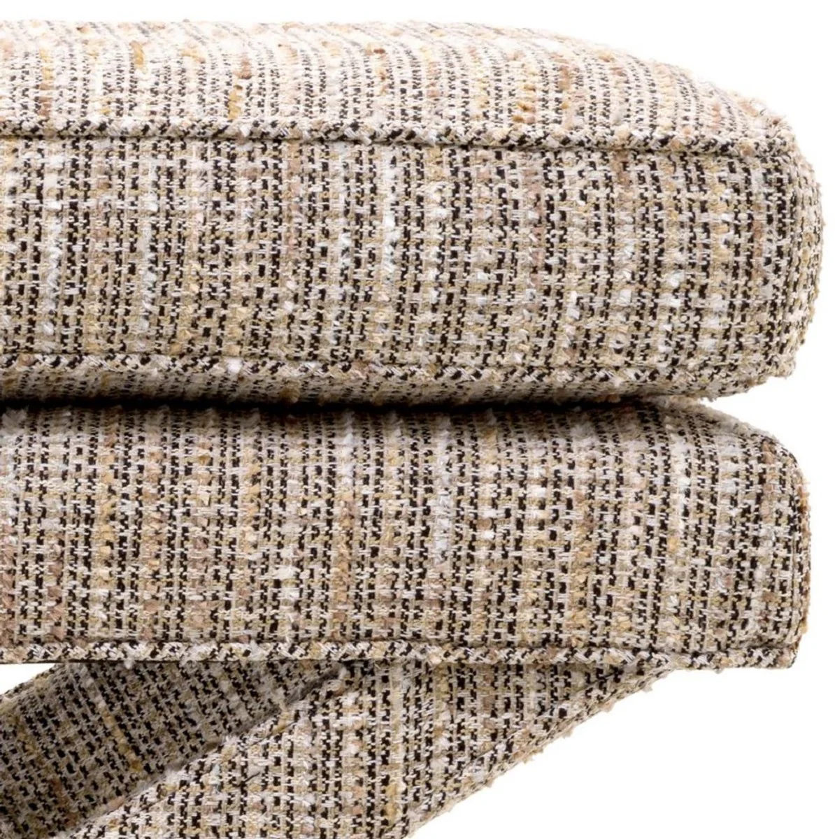 Casa Padrino taburete de lujo beige - Taburete rectangular - Taburete cruzado - Muebles de lujo