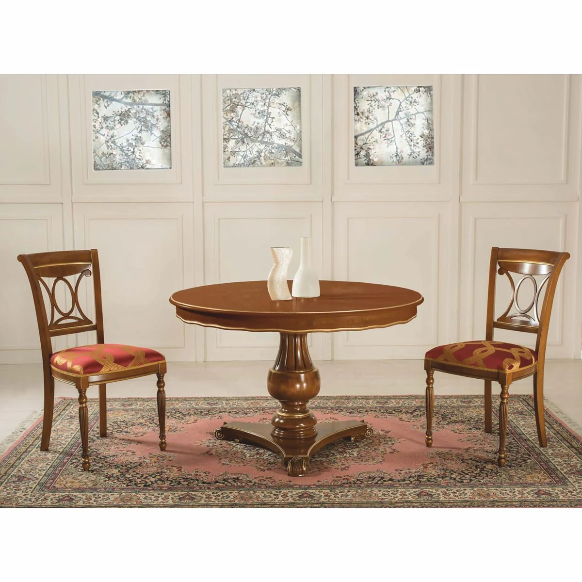 Casa Padrino Silla de Comedor Barroco de Lujo Rojo Burdeos / Oro / Marrón - Hecho en Italia