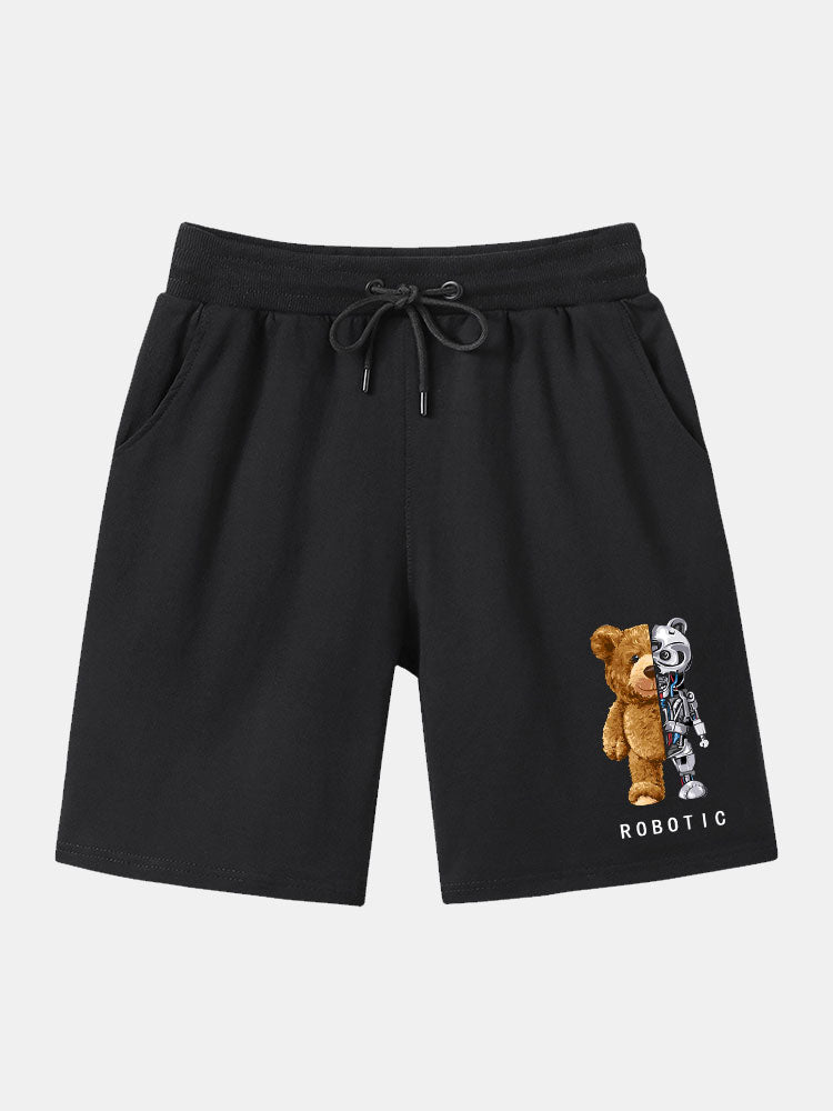 Robot Bear Print T-Shirt & Shorts