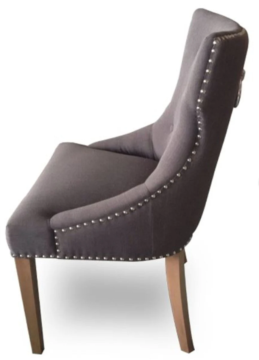 Casa Padrino luxury dining chair dark gray / brown 59 x 65 x H. 98 cm - Dining Room Furniture