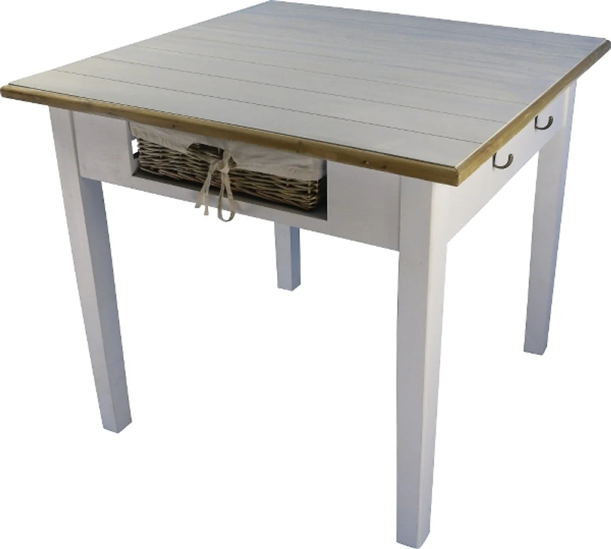 Casa Padrino country style dining table white / natural colors 90 x 90 x H. 78 cm - Dining Room Furniture in Country Style