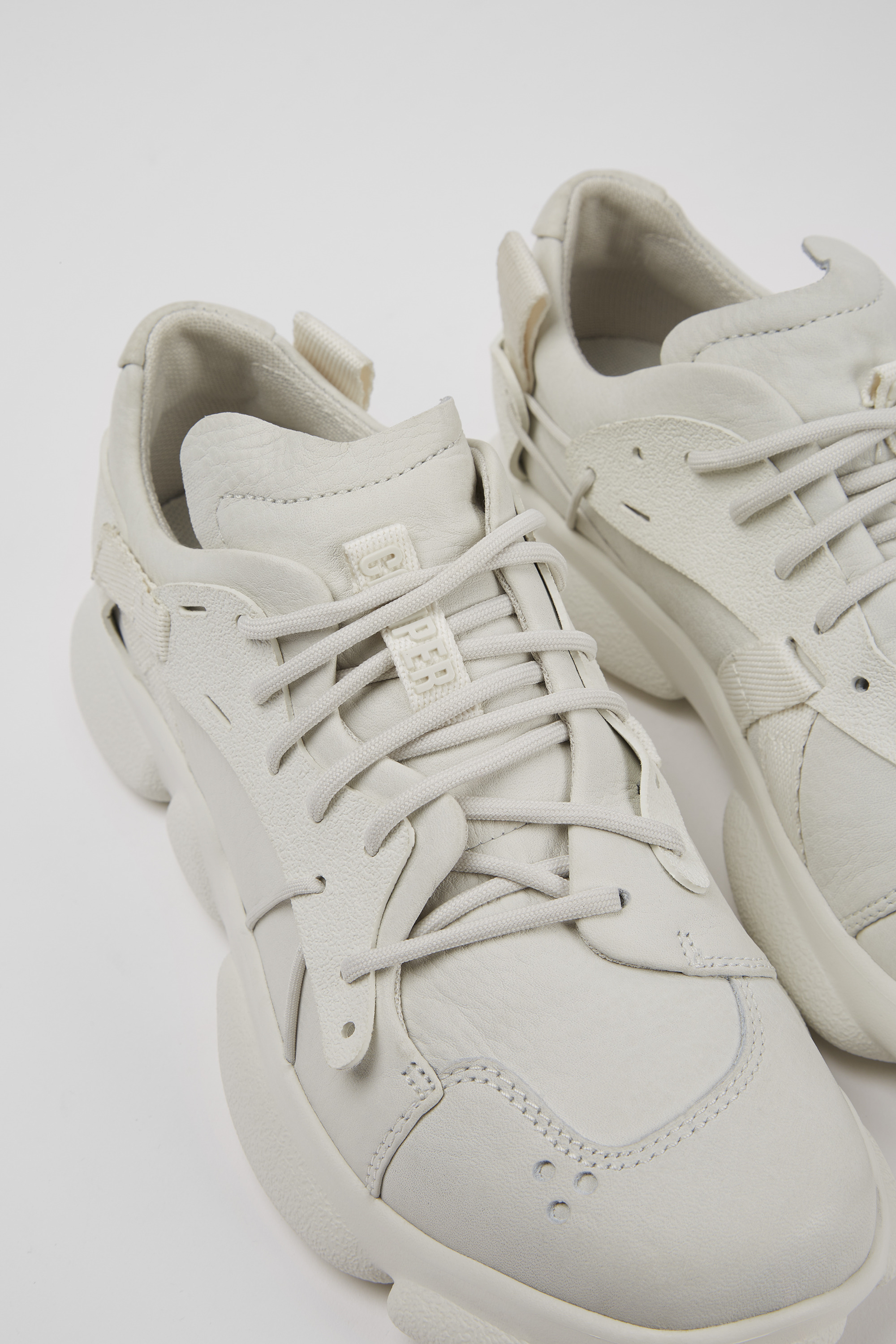Karst - White non-dyed leather sneakers for women