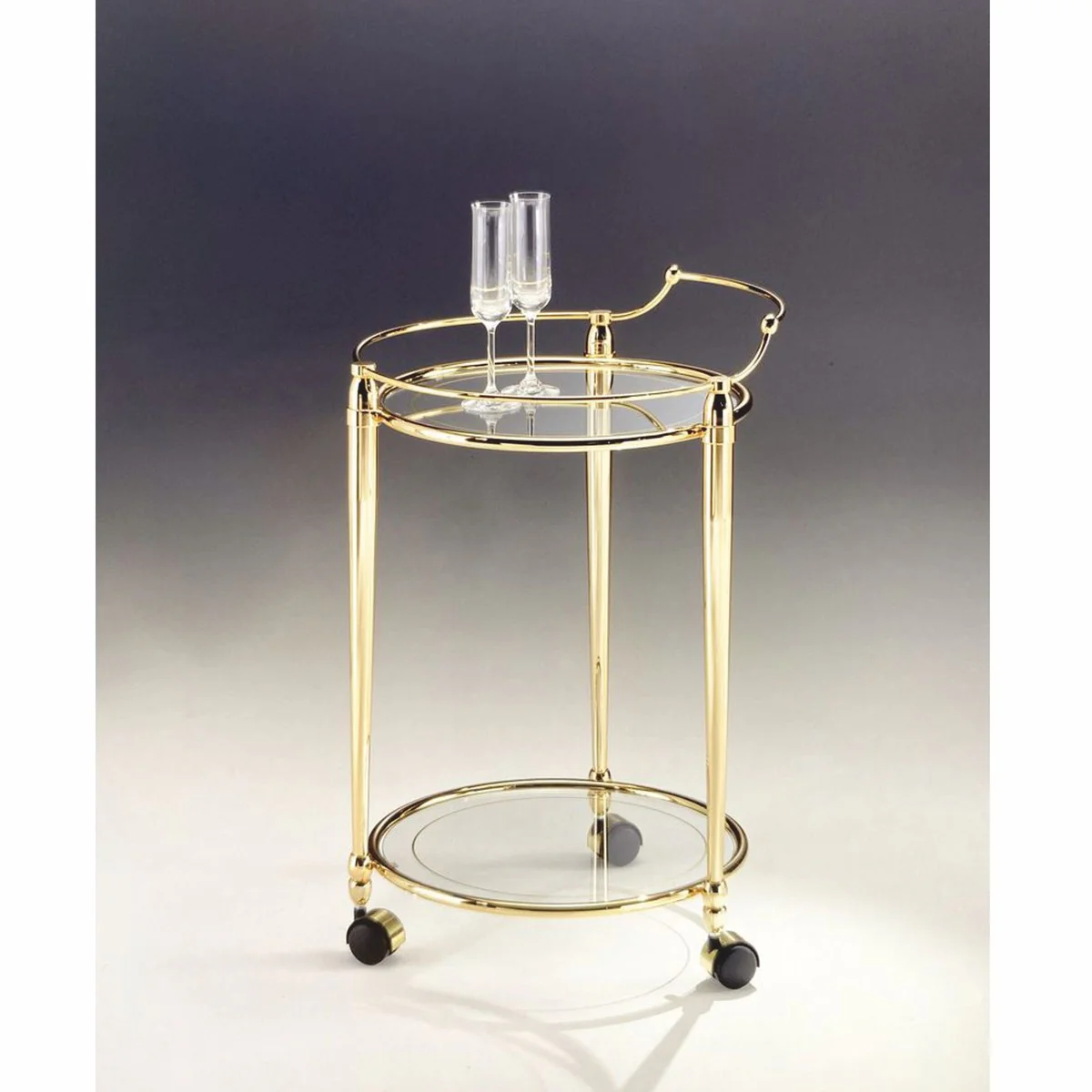 Casa Padrino Carrito de Servicio de Lujo Lat¨®n Brillante 52 x 48 x A. 74 cm - Hecho en Italia