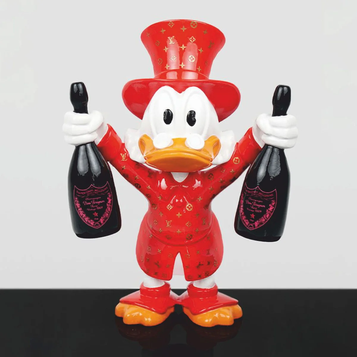Casa Padrino escultura decorativa XXL pato rojo / blanco / negro A. 170 cm - Figura decorativa grande
