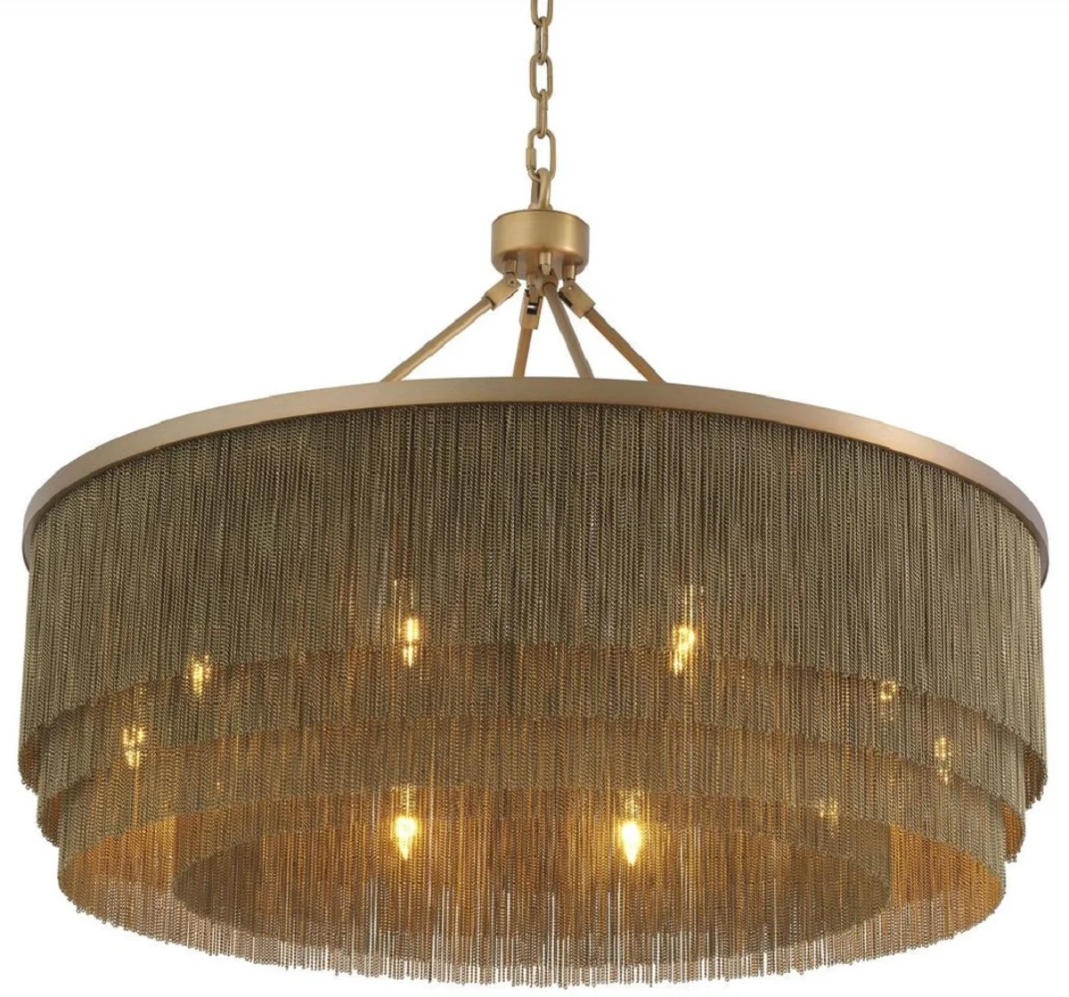 Casa Padrino araña de luces de acero de lujo latón antiguo Ø 90 x A. 61 cm - Araña de Luces Redonda para Hoteles y Restaurantes - Calidad de Lujo