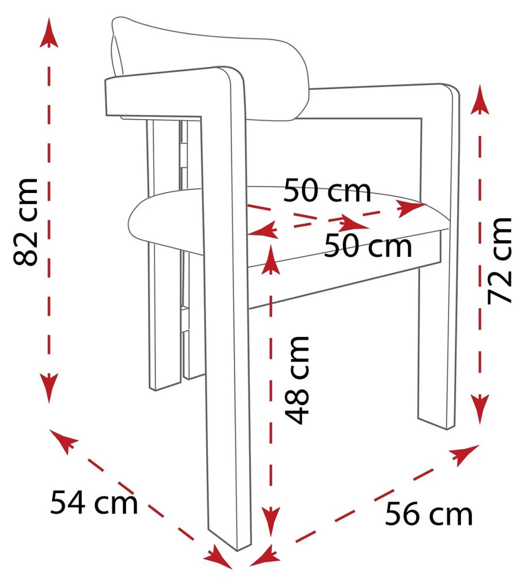 Casa Padrino silla de comedor de lujo con reposabrazos negro / natural 56 x 54 x A. 82 cm - Silla de cocina de madera maciza - Muebles de comedor - Muebles de madera maciza - Muebles de lujo
