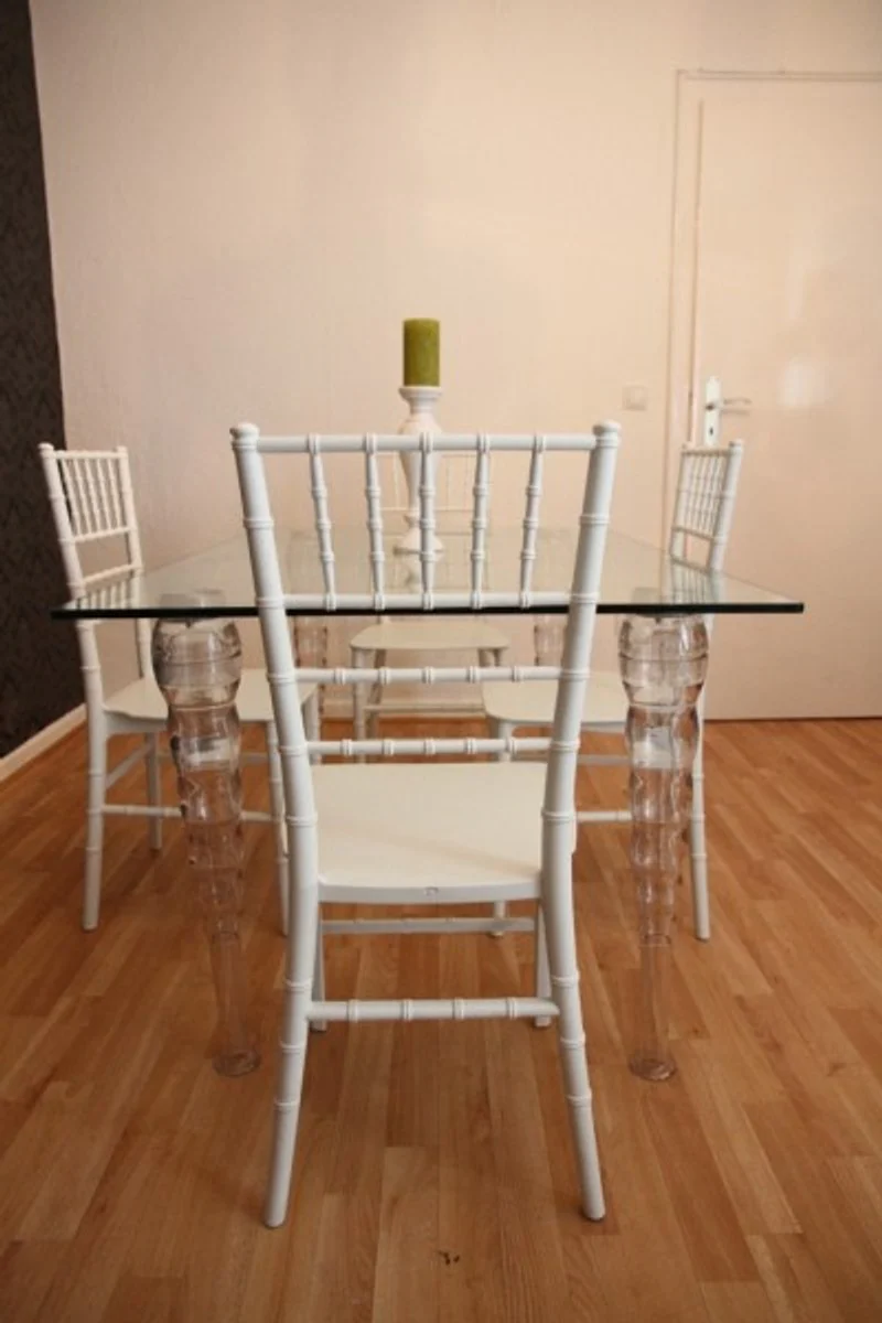 Designer acrylic dining room set - Ghost Chair Table - polycarbonate furniture - a table and 4 chairs - White House Padrino designer furniture - designer furniture Casa Padrino