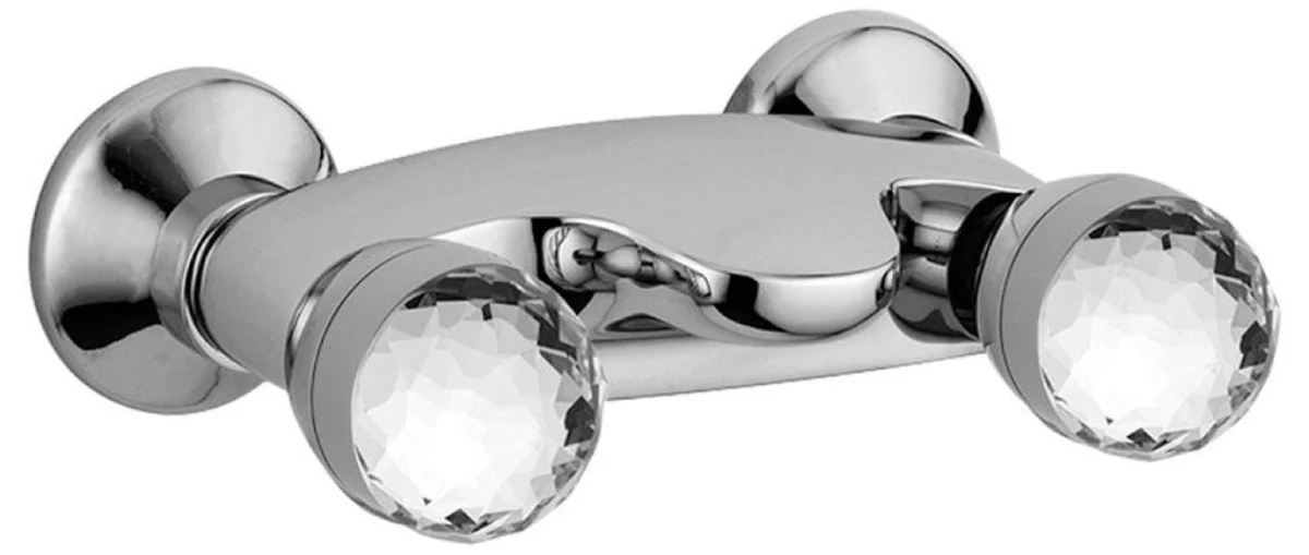 Casa Padrino Mezclador de Ducha de Pared de Lujo con Cristal Swarovski Plata 20 cm - Grifo para Bañera - Calidad de Primera Clase - Hecho en Italia