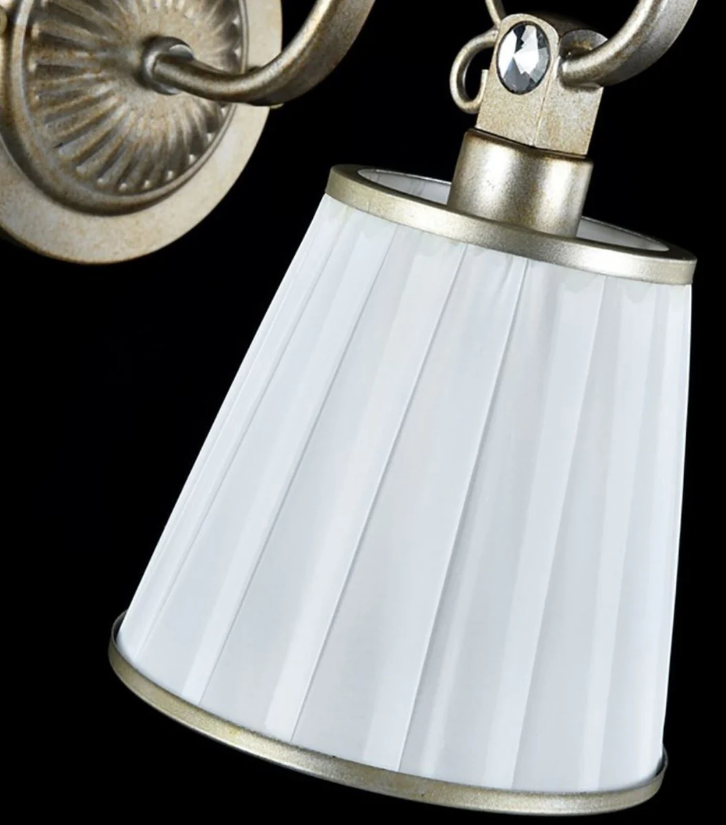 Casa Padrino Art Nouveau Wall Lamp Silver Gold / White 14 x 24 x H. 27 cm - Art Deco Furniture
