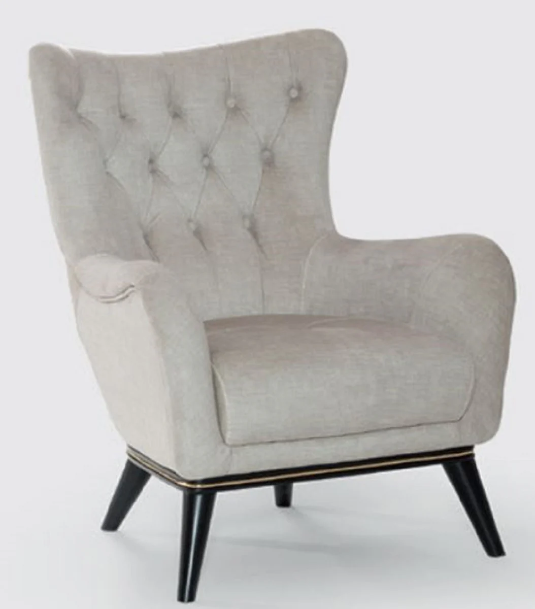 Casa Padrino Sill¨®n Chesterfield de lujo Gris / Negro / Oro 80 x 80 x A. 100 cm - Sill¨®n de Sal¨®n Moderno - Muebles de Sal¨®n Chesterfield