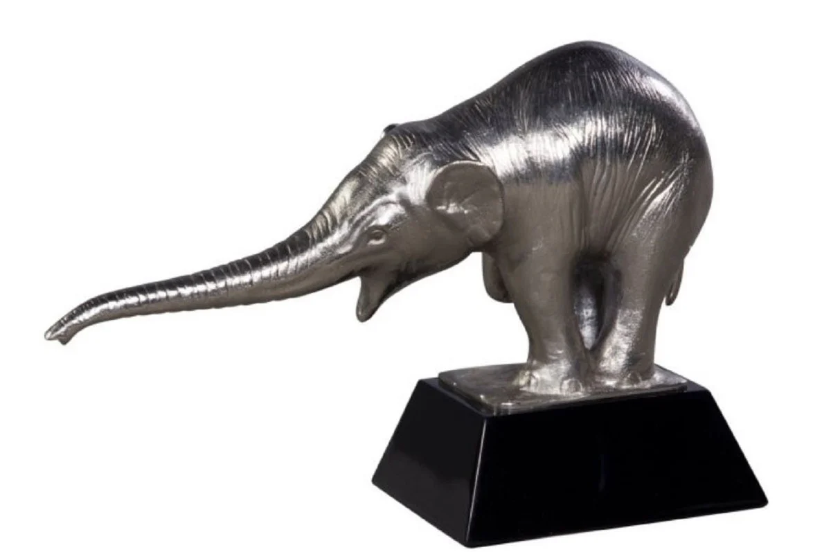 Casa Padrino figura de bronce de lujo con base de madera elefante plata / negro 42 x 17 x H. 29 cm - Decoración de Lujo