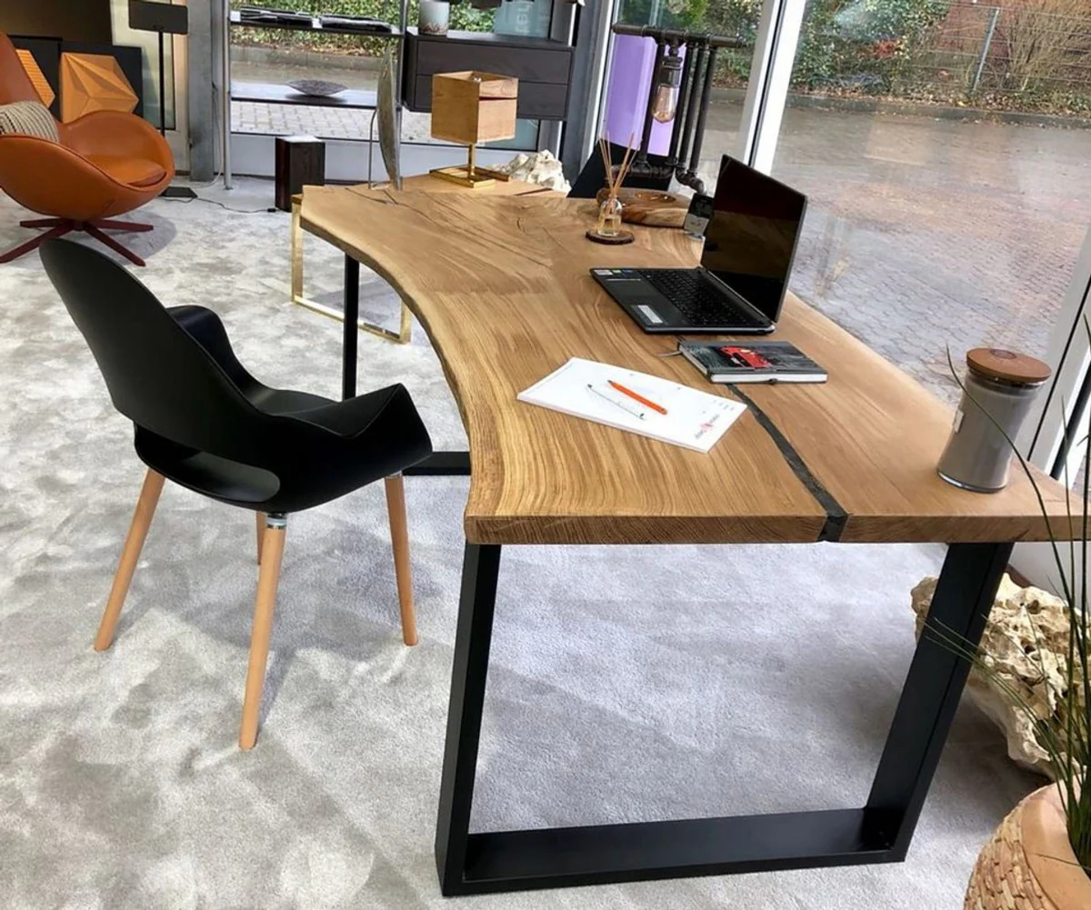 Casa Padrino escritorio de lujo natural / marr¨®n / negro 140 cm