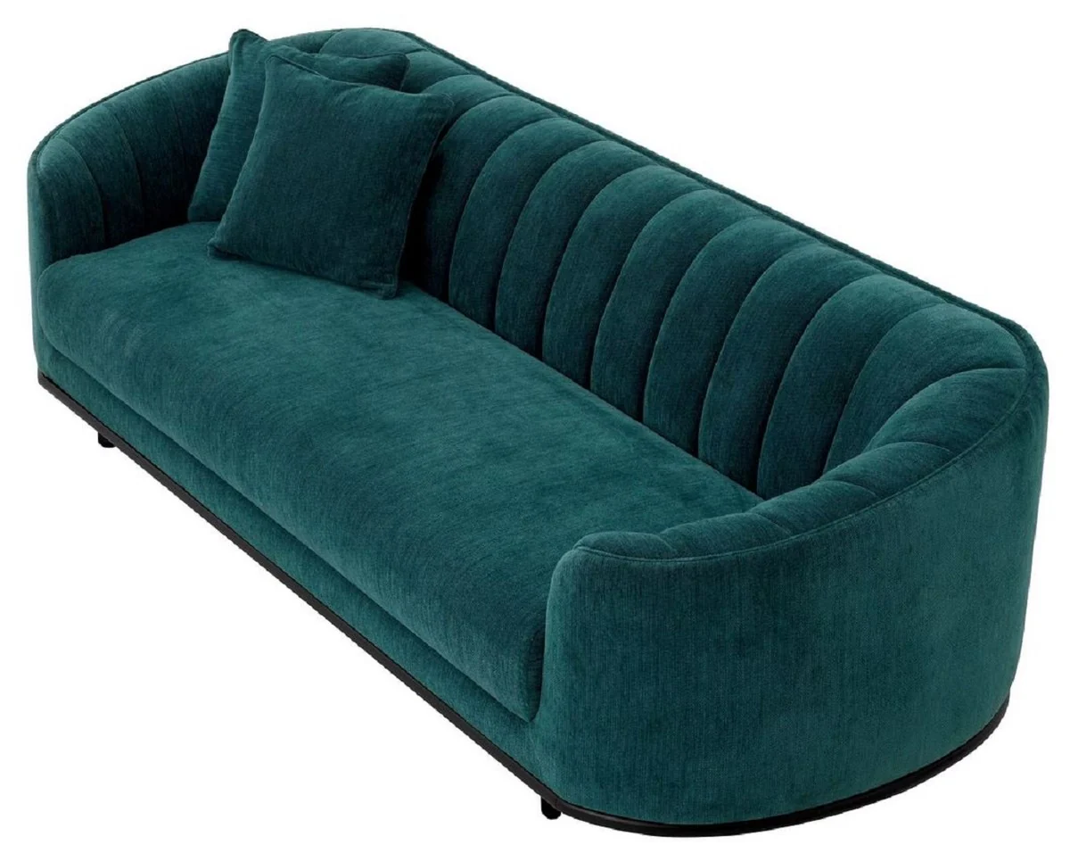 Casa Padrino sof¨¢ de lujo verde / negro 240 x 96 x A. 74,5 cm - Sof¨¢ de sal¨®n con 2 cojines - Muebles de sal¨®n - Muebles de lujo - Interior de sal¨®n - Interior de lujo - Calidad de lujo