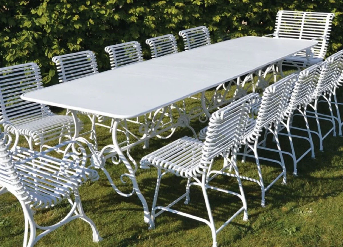 Casa Padrino mesa de comedor de jard¨ªn Art Nouveau blanco 300 x 120 cm - Muebles de jard¨ªn nost¨¢lgicos