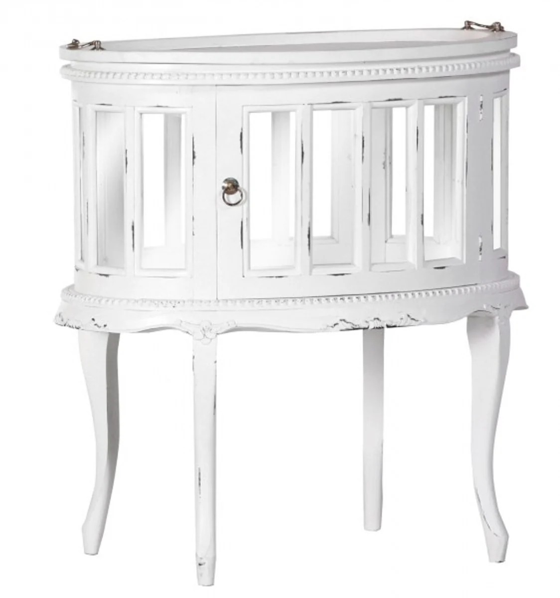 Casa Padrino bar cabinet wine cabinet Whiskey Shabby Chic look white - Baroque Rococo art nouveau glass cabinet