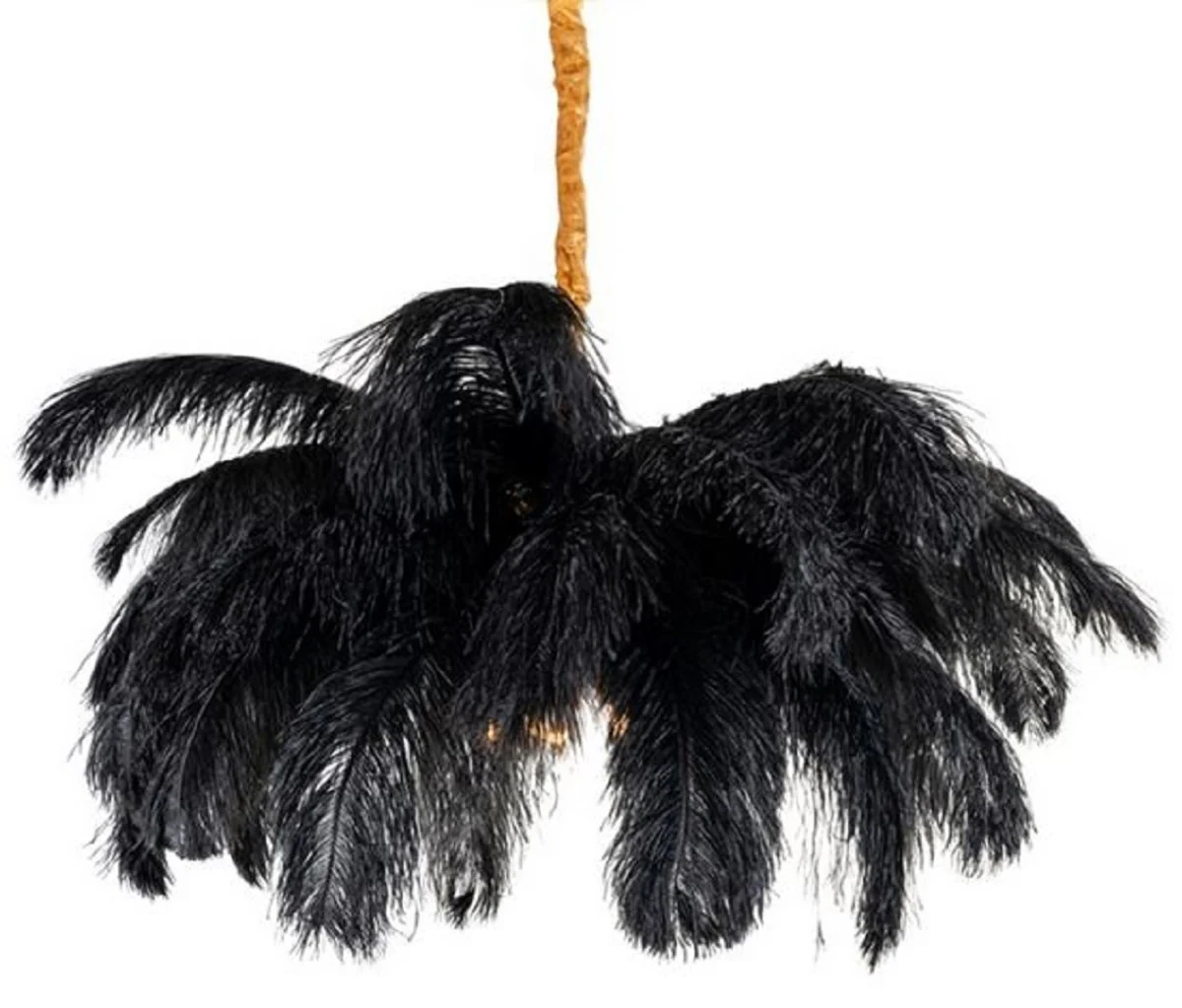 Casa Padrino lámpara colgante de lujo palmera negro / oro 100 x 100 x H. 40 cm - Lámpara colgante moderna en diseño de palmera - Luces de Lujo - Calidad de Lujo