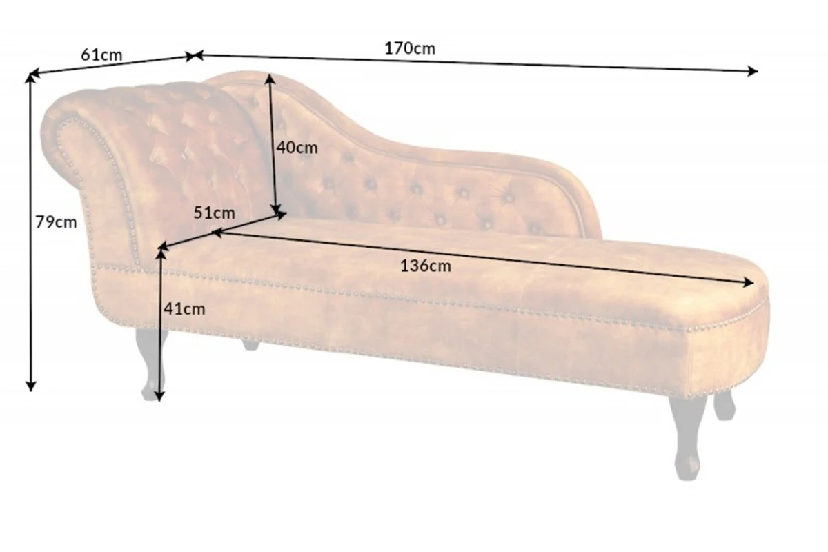 Chaise longue Chesterfield de terciopelo amarillo mostaza / marr¨®n oscuro de Casa Padrino