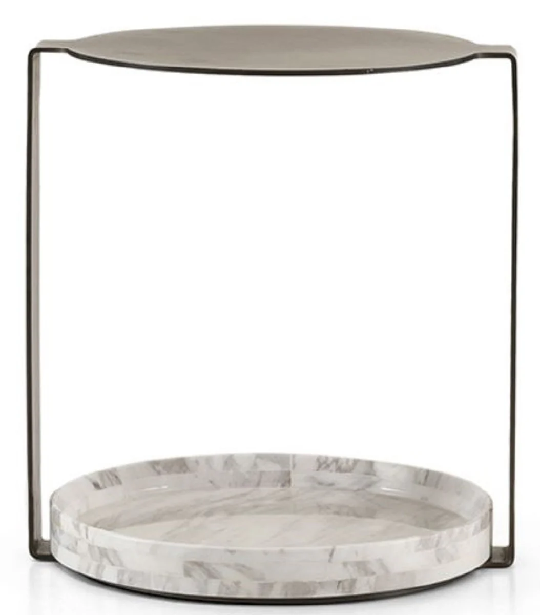 Casa Padrino mesa auxiliar de lujo lat¨®n / blanco 40 x 35 x A. 48 cm - Muebles de sal¨®n modernos - Colecci¨®n de Lujo